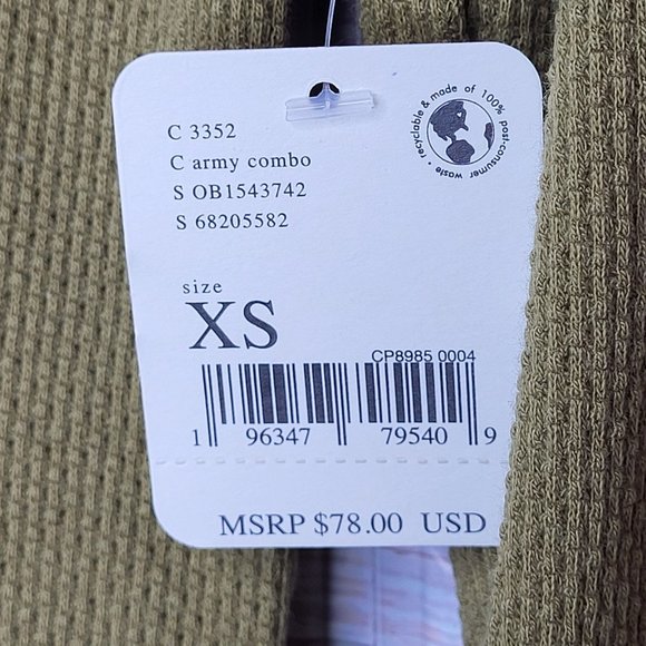 New We the Free People XS‎ Shirt Mikah Layering Cuff Thermal Top Army Combo - Picture 6 of 14
